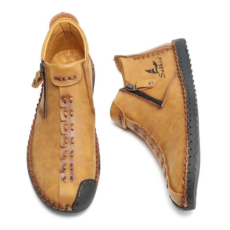 Salkin men's hand sewing side zipper soft comfy slip on ankle boots
