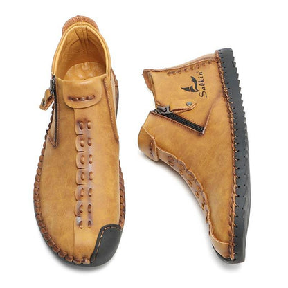 Salkin men's hand sewing side zipper soft comfy slip on ankle boots
