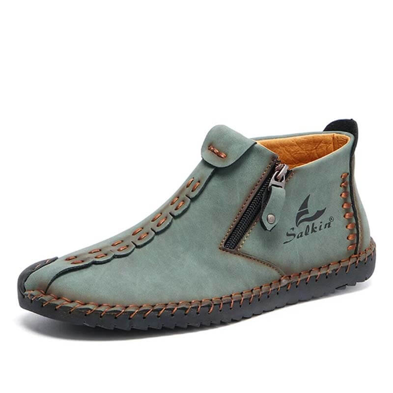 Salkin men's hand sewing side zipper soft comfy slip on ankle boots