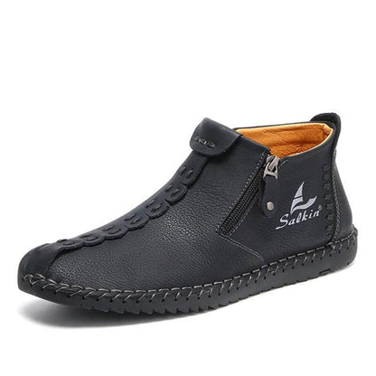 Salkin men's hand sewing side zipper soft comfy slip on ankle boots