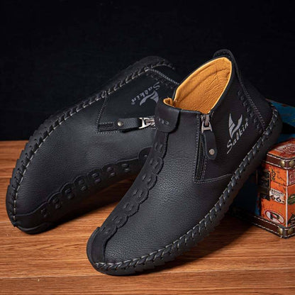 Salkin men's hand sewing side zipper soft comfy slip on ankle boots