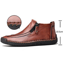 Load image into Gallery viewer, Men leather hand seams side zipper comfortable soft ankle boots

