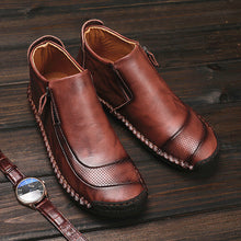 Load image into Gallery viewer, Men leather hand seams side zipper comfortable soft ankle boots
