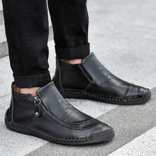 Load image into Gallery viewer, Men leather hand seams side zipper comfortable soft ankle boots
