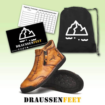 Herren Stylische Ankle Boots aus Mikrofaser-Leder mit seitlichem Reißverschluss
