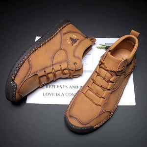 Herren Handgemachte Nähte Leder Rutschfeste Weiche Sohle Casual Stiefeletten