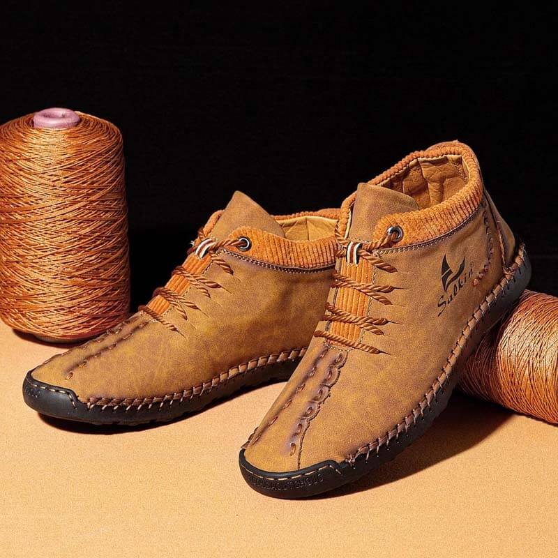 Men microfiber leather hand seams breathable soft short splicing lace -up shoes leisure shoes