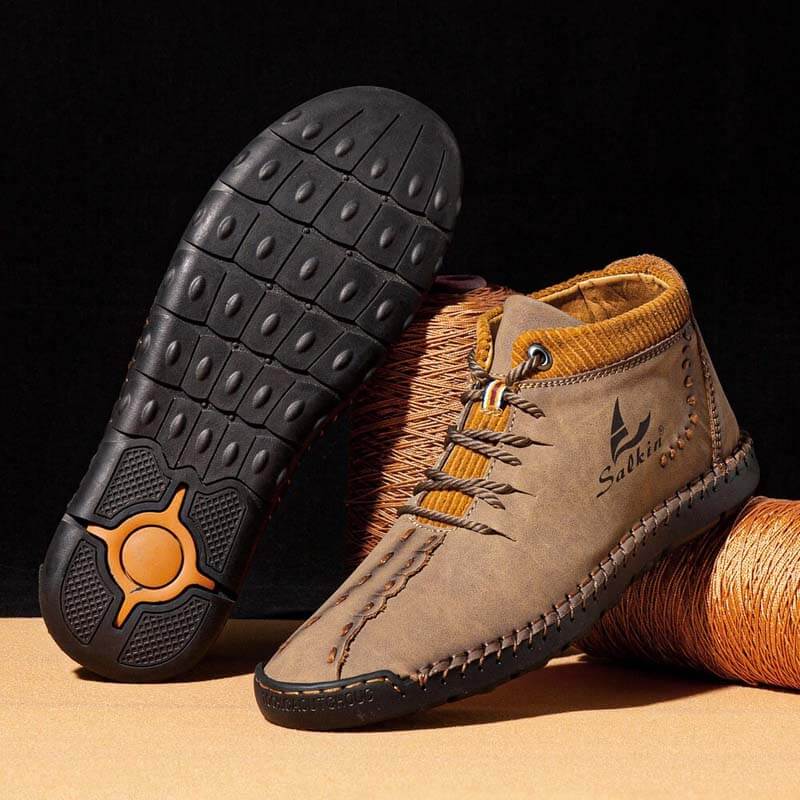 Men microfiber leather hand seams breathable soft short splicing lace -up shoes leisure shoes