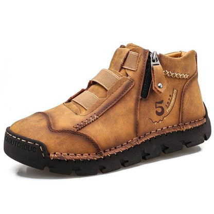 Winter Herren Stiefel Echtes Leder Outdoor Herren Arbeit Schneestiefel Westernstiefel Wasserdichte Herren Schnee Motorradstiefel