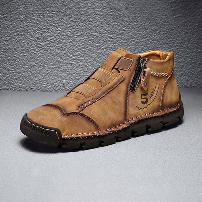 Winter Herren Stiefel Echtes Leder Outdoor Herren Arbeit Schneestiefel Westernstiefel Wasserdichte Herren Schnee Motorradstiefel