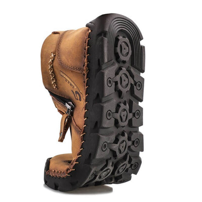 Winter Herren Stiefel Echtes Leder Outdoor Herren Arbeit Schneestiefel Westernstiefel Wasserdichte Herren Schnee Motorradstiefel