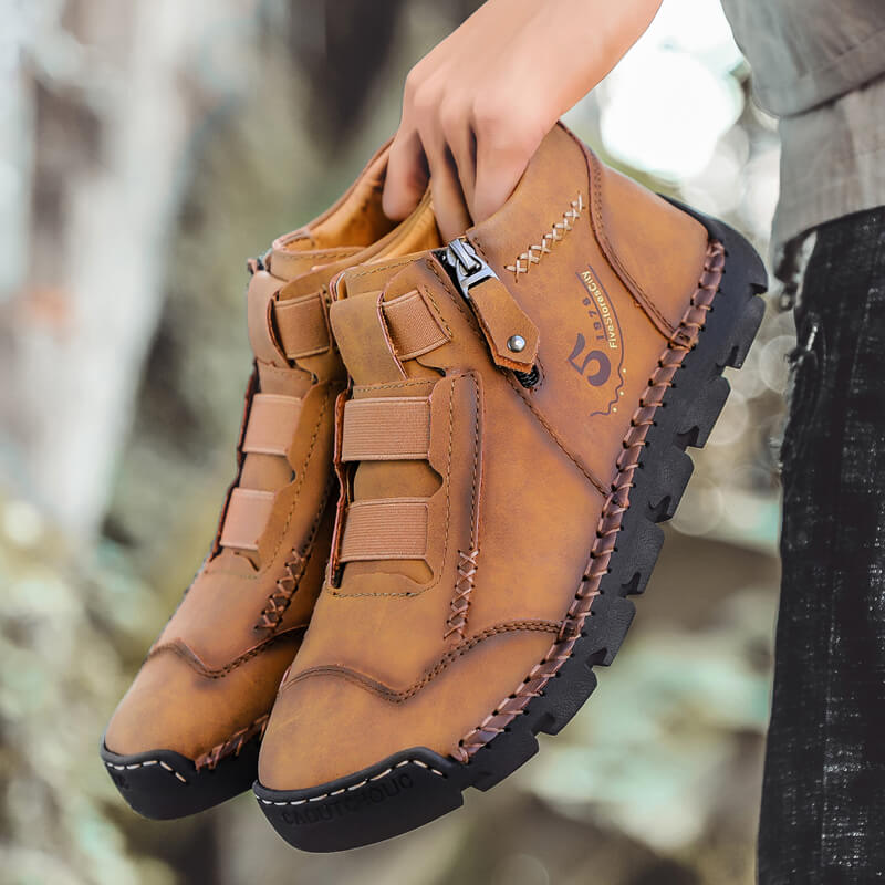 Winter Herren Stiefel Echtes Leder Outdoor Herren Arbeit Schneestiefel Westernstiefel Wasserdichte Herren Schnee Motorradstiefel