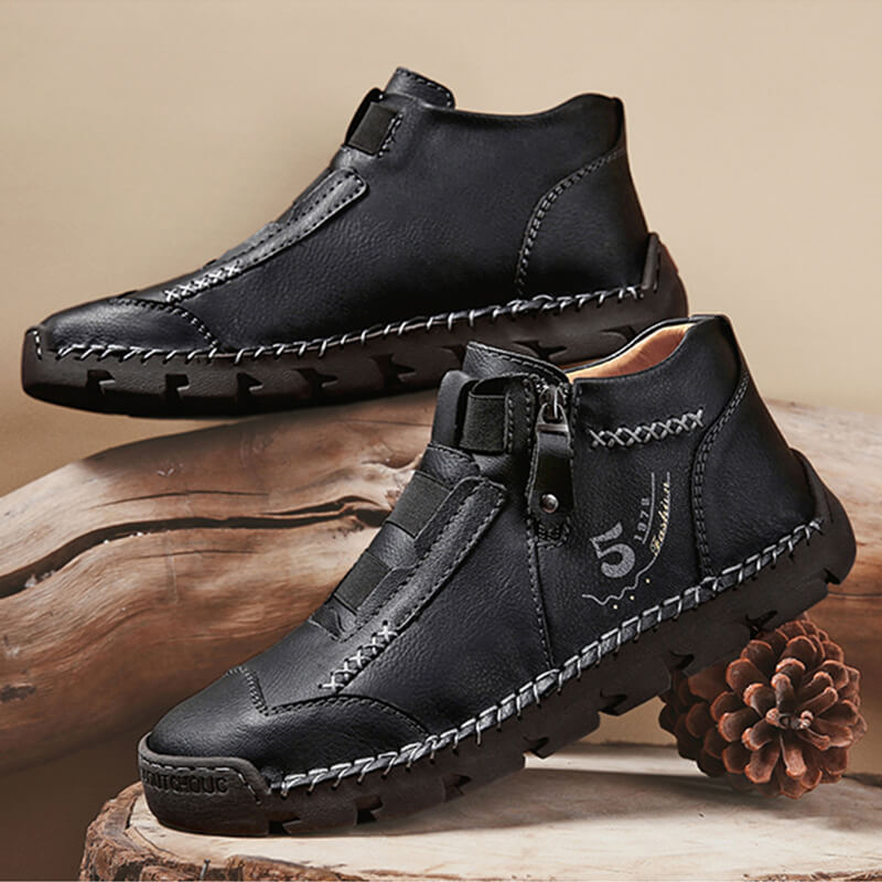 Winter Herren Stiefel Echtes Leder Outdoor Herren Arbeit Schneestiefel Westernstiefel Wasserdichte Herren Schnee Motorradstiefel