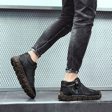 Lade das Bild in den Galerie-Viewer, Winter Herren Stiefel Echtes Leder Outdoor Herren Arbeit Schneestiefel Westernstiefel Wasserdichte Herren Schnee Motorradstiefel
