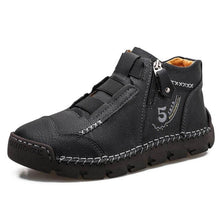 Lade das Bild in den Galerie-Viewer, Winter Herren Stiefel Echtes Leder Outdoor Herren Arbeit Schneestiefel Westernstiefel Wasserdichte Herren Schnee Motorradstiefel
