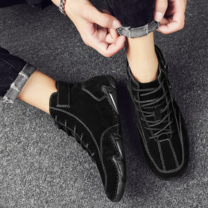 Winter Herren Stiefel Wildleder Mit Fell Stiefeletten Herren Freizeitstiefel Warmhalten Westernstiefel Herren Casual Sneakers