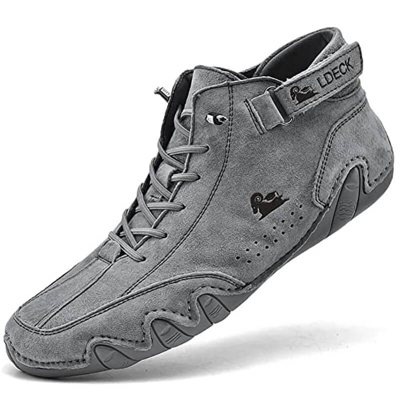 Herren Damen Handgefertigte hohe Stiefel aus Wildleder mit Klettverschluss, Beck-Schuhe aus wasserdichtem Leder, lässige Turnschuhe, rutschfest, atmungsaktiv (Unisex)