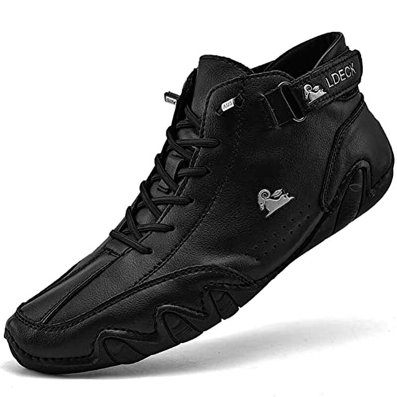 Herren Damen Handgefertigte hohe Stiefel aus Wildleder mit Klettverschluss, Beck-Schuhe aus wasserdichtem Leder, lässige Turnschuhe, rutschfest, atmungsaktiv (Unisex)