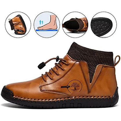 Herren-Leder-Loafer, modisch, lässig, Slip-Fahrer-Loafer-Schuhe, Knöchel-Chukka-Stiefel für Herren
