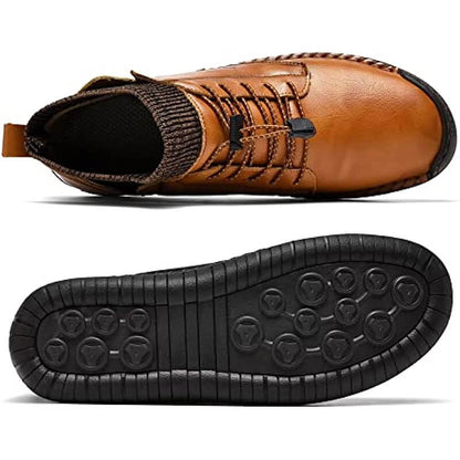 Herren-Leder-Loafer, modisch, lässig, Slip-Fahrer-Loafer-Schuhe, Knöchel-Chukka-Stiefel für Herren