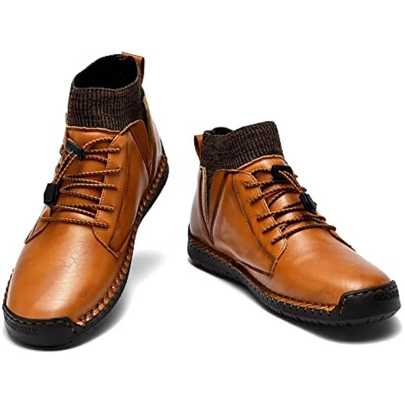 Herren-Leder-Loafer, modisch, lässig, Slip-Fahrer-Loafer-Schuhe, Knöchel-Chukka-Stiefel für Herren