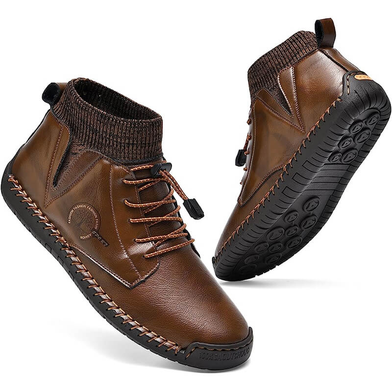 Herren-Leder-Loafer, modisch, lässig, Slip-Fahrer-Loafer-Schuhe, Knöchel-Chukka-Stiefel für Herren