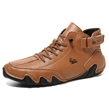 Herren Damen Handgefertigte Hohe Stiefel Klettverschluss Beck-Schuhe Wasserdichtem Leder Lässige Turnschuhe Rutschfest Atmungsaktiv (Unisex)