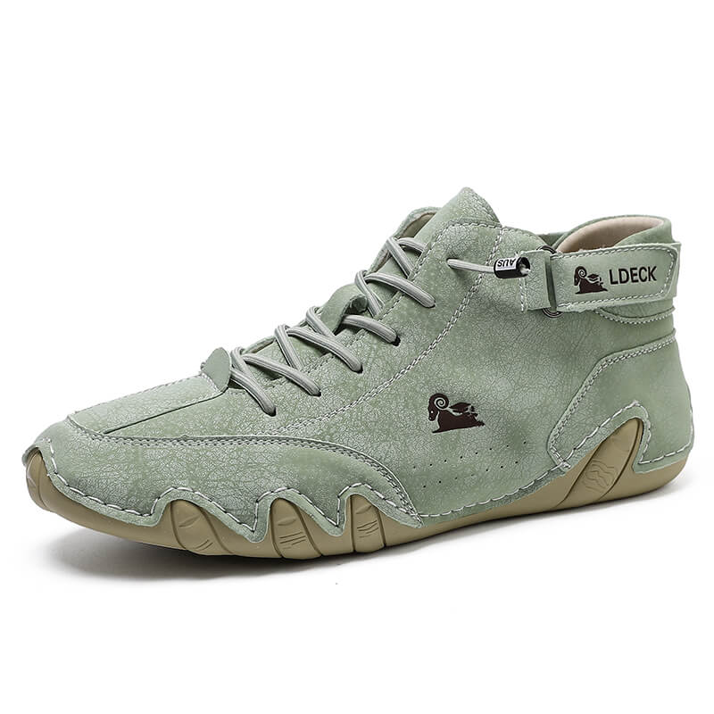 Herren Damen Handgefertigte Hohe Stiefel Klettverschluss Beck-Schuhe Wasserdichtem Leder Lässige Turnschuhe Rutschfest Atmungsaktiv (Unisex)