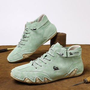 Men's women handmade high boots Velcro Beck shoes waterproof leather casual sneakers slippery, breathable (unisex)