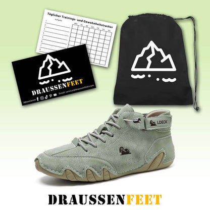 Herren Damen Warme Plüschschuhe Barfußschuhe Handgefertigte Hohe Stiefel Klettverschluss Beck-Schuhe Wasserdichtem Leder Lässige Turnschuhe Rutschfest Atmungsaktiv (Unisex)