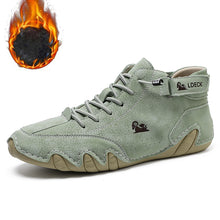 Lade das Bild in den Galerie-Viewer, draussenfeet handgemachte lederschuhe stiefel 31472 hellgrun pluschfutter
