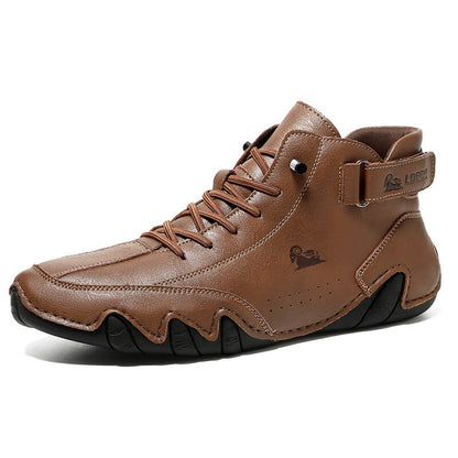 Herren Damen Handgefertigte Hohe Stiefel Klettverschluss Beck-Schuhe Wasserdichtem Leder Lässige Turnschuhe Rutschfest Atmungsaktiv (Unisex)