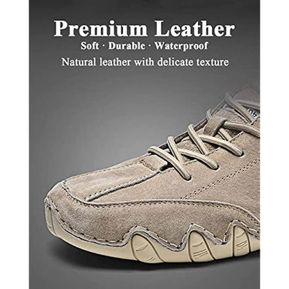 Herren Damen Handgefertigte Hohe Stiefel Klettverschluss Beck-Schuhe Wasserdichtem Leder Lässige Turnschuhe Rutschfest Atmungsaktiv (Unisex)