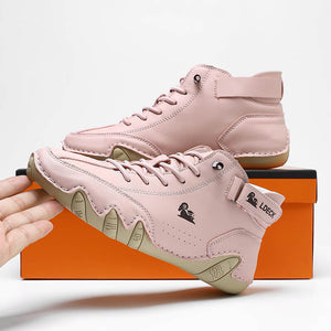 Men's women handmade high boots Velcro Beck shoes waterproof leather casual sneakers slippery, breathable (unisex)