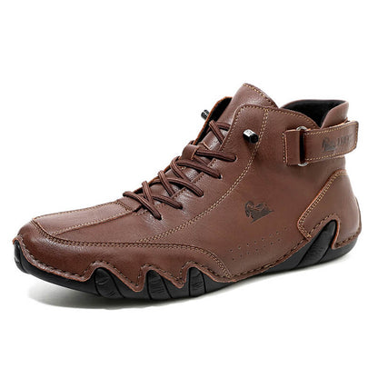 Herren Damen Handgefertigte Hohe Stiefel Klettverschluss Beck-Schuhe Wasserdichtem Leder Lässige Turnschuhe Rutschfest Atmungsaktiv (Unisex)