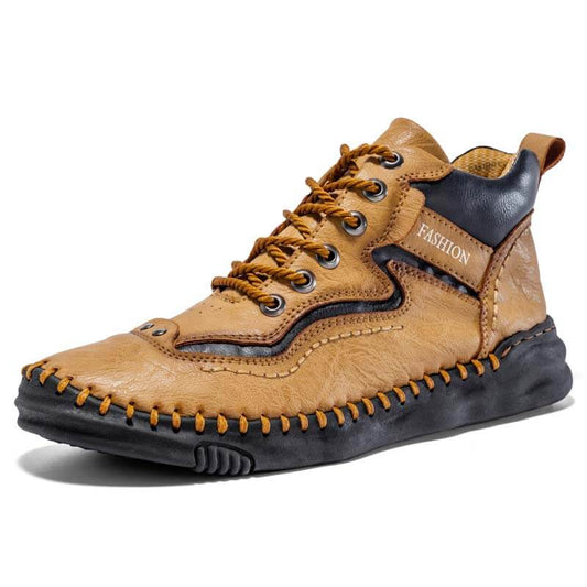 Mittelhohe Martin-Stiefel für Herren aus handgenähtem Retro-Leder