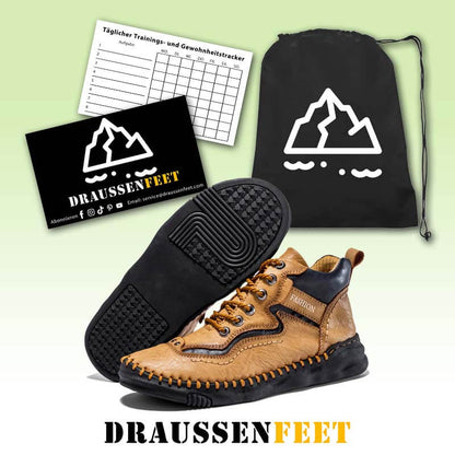 Mittelhohe Martin-Stiefel für Herren aus handgenähtem Retro-Leder