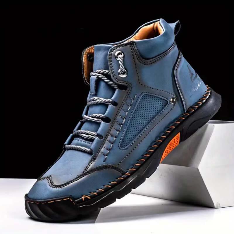 Herren Casual Leder Fashion Sneakers Knöchel Chukka Boots Handgefertigte Leichte Loafer Mid-Top Dress Boots Walking Driving Schuhe