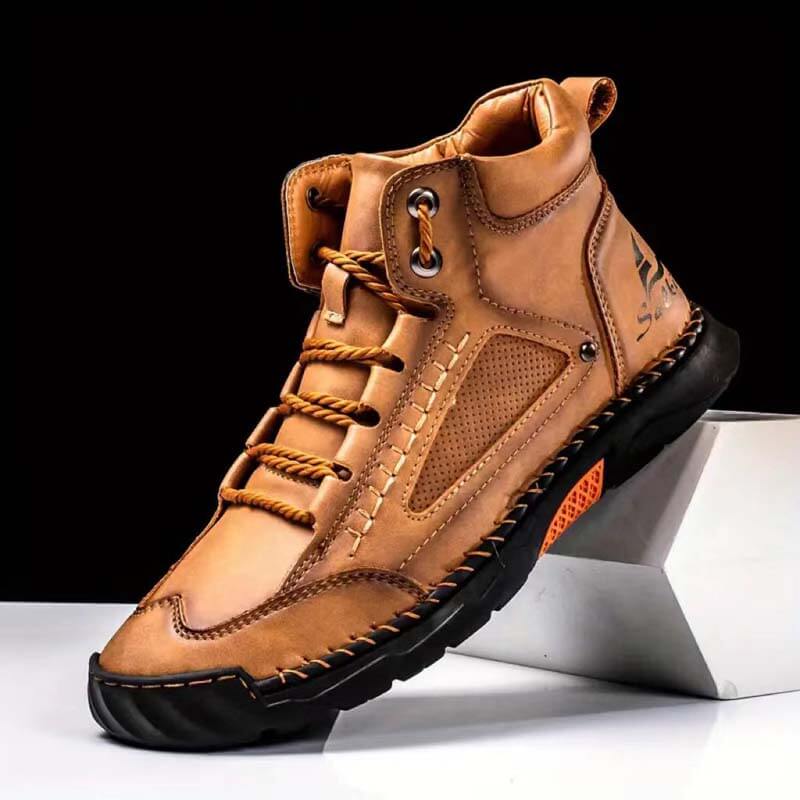 Herren Casual Leder Fashion Sneakers Knöchel Chukka Boots Handgefertigte Leichte Loafer Mid-Top Dress Boots Walking Driving Schuhe