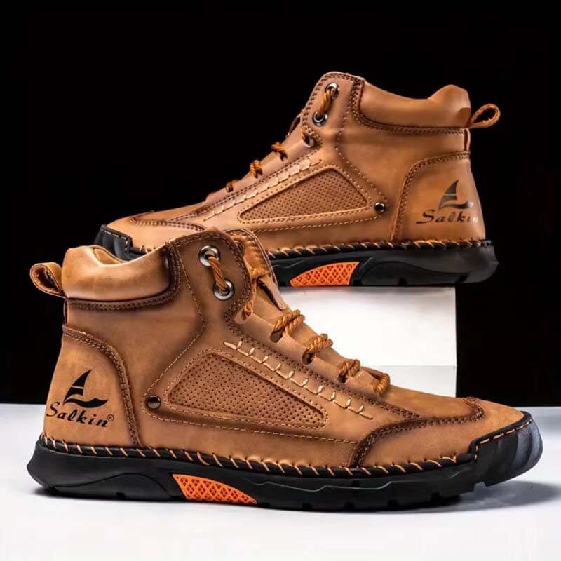 Herren Casual Leder Fashion Sneakers Knöchel Chukka Boots Handgefertigte Leichte Loafer Mid-Top Dress Boots Walking Driving Schuhe