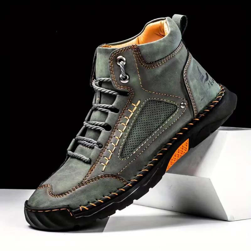 Herren Casual Leder Fashion Sneakers Knöchel Chukka Boots Handgefertigte Leichte Loafer Mid-Top Dress Boots Walking Driving Schuhe