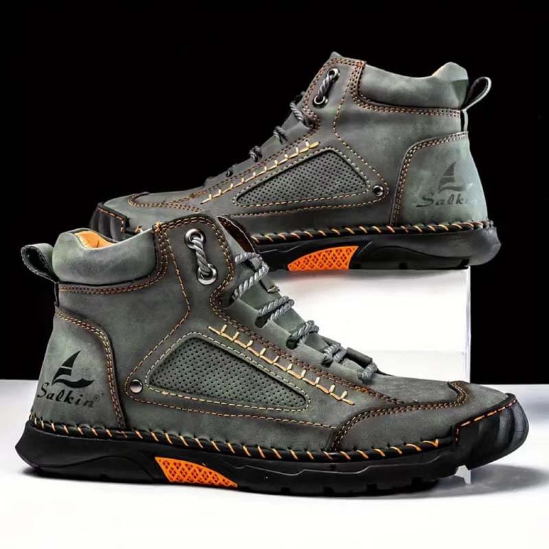Herren Casual Leder Fashion Sneakers Knöchel Chukka Boots Handgefertigte Leichte Loafer Mid-Top Dress Boots Walking Driving Schuhe