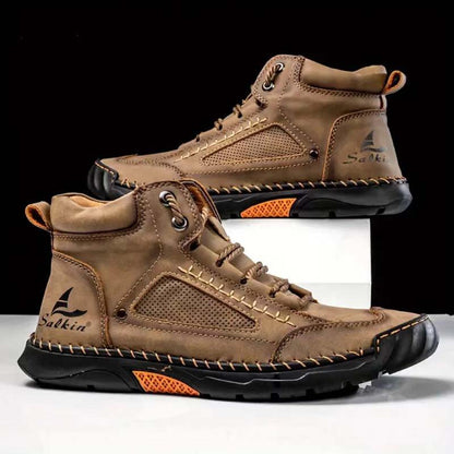 Herren Casual Leder Fashion Sneakers Knöchel Chukka Boots Handgefertigte Leichte Loafer Mid-Top Dress Boots Walking Driving Schuhe