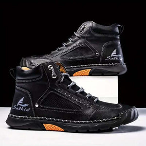 Herren Casual Leder Fashion Sneakers Knöchel Chukka Boots Handgefertigte Leichte Loafer Mid-Top Dress Boots Walking Driving Schuhe
