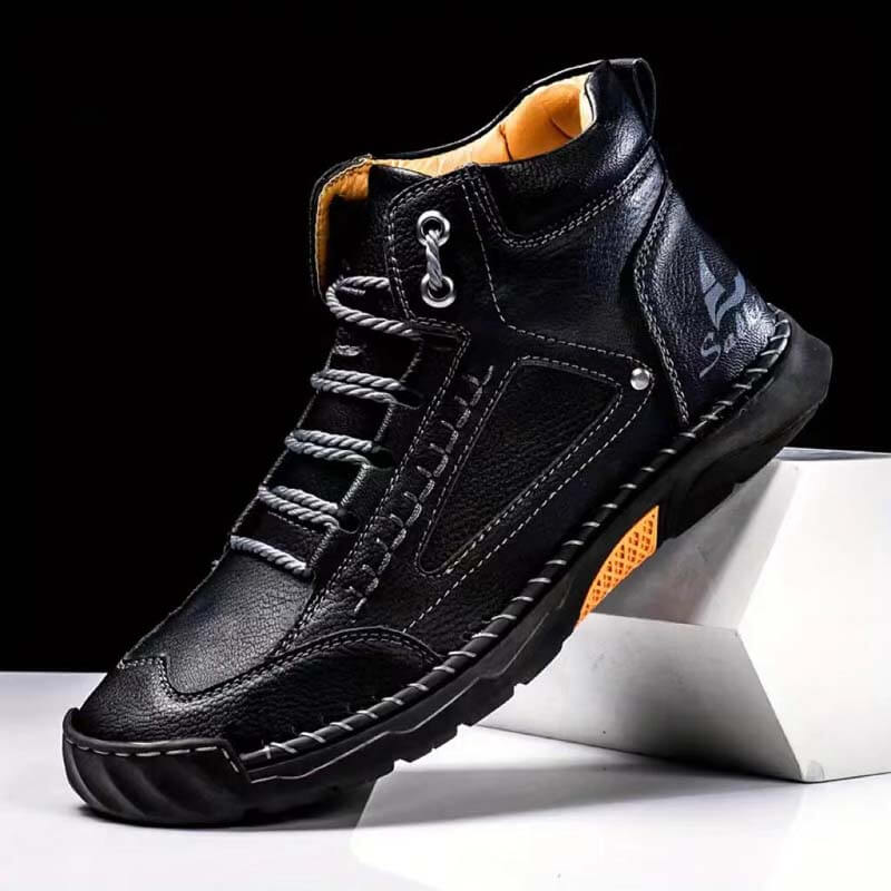Herren Casual Leder Fashion Sneakers Knöchel Chukka Boots Handgefertigte Leichte Loafer Mid-Top Dress Boots Walking Driving Schuhe
