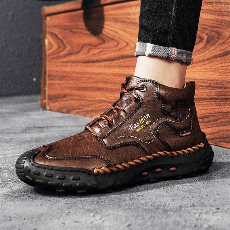 Herren Martin Stiefel Frühling Casual Hand Stitching Lederschuhe