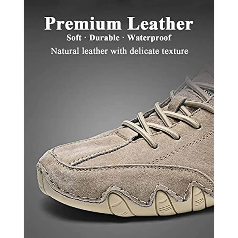 Herren Damen Handgefertigte hohe Stiefel aus Wildleder mit Klettverschluss, Beck-Schuhe aus wasserdichtem Leder, lässige Turnschuhe, rutschfest, atmungsaktiv (Unisex)
