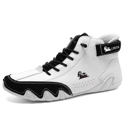 Herren Damen Handgefertigte Stiefel Wildleder Klettverschluss Beck Schuhe Wasserdichtem Lässige Rutschfest Barfußschuhe (Unisex)