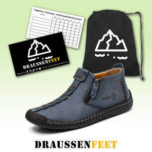 Men's hand sew leather slipproof side zipper leisure boot