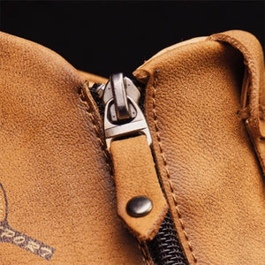 Men's hand sew leather slipproof side zipper leisure boot